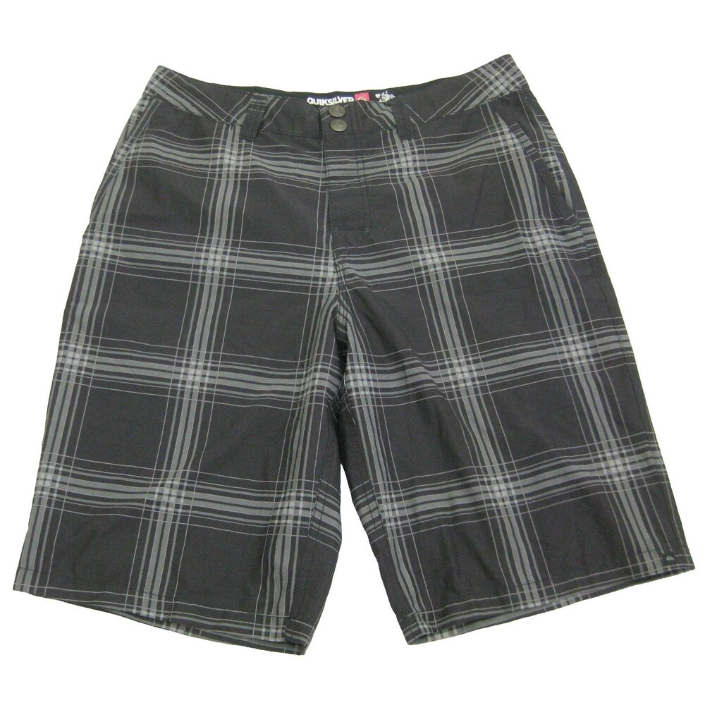 Quiksilver Mens Size 30 Black Check Board Shorts 4 Pockets Swimwear Surfing